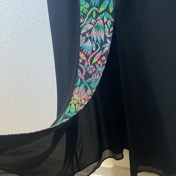 Elaine Turner Embroidered Tia Black Maxi Dress - Medium - Picture 7 of 16